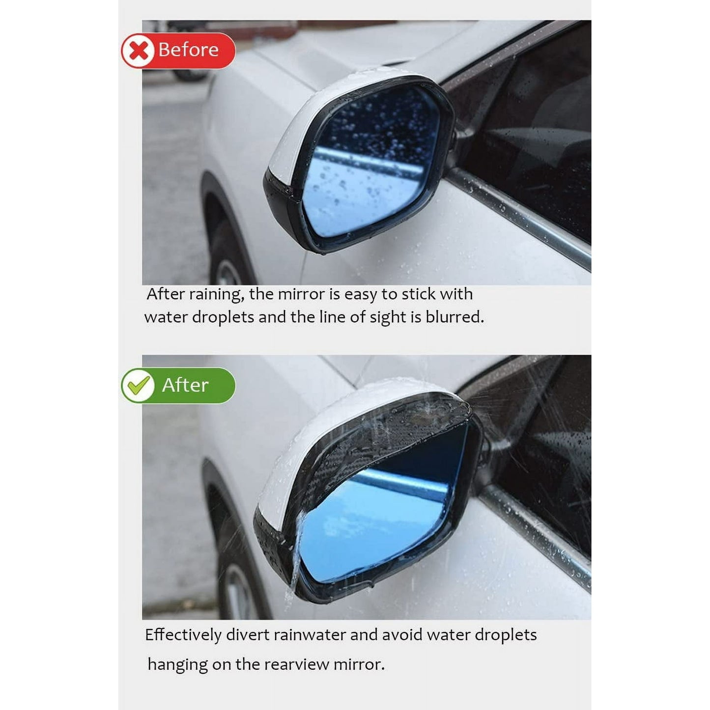 2 Pack Universal Car Side Mirror Rain Visor Eyebrow - Side Mirror Visor Rain Guards and Covers for Enhanced Driving Visibility and Protection Against Rain and Snow.